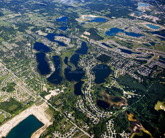 Mickelson, Squaw, Clear, Long, Tan, and Davis Lakes in Oakland County, Michigan